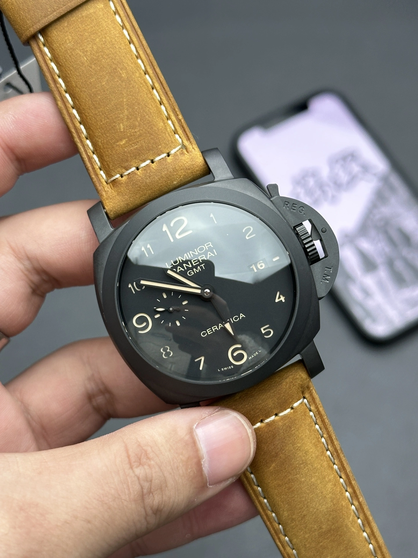Stretchable CBD Factory Panerai Luminor 1950 GMT Ceramica 44mm PAM00441 1:1 Super Clone – DDP.9001 Movement 355